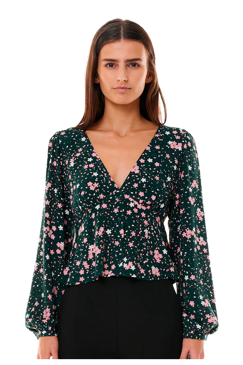 VENICE FLORAL SHIFT LS TOP