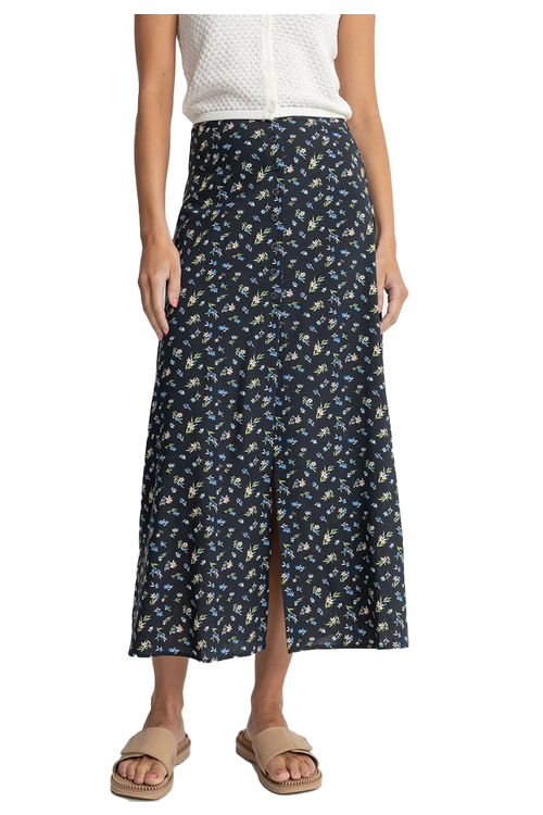 FLEUR FLORAL BUTTON FRONT MAXI SKIRT