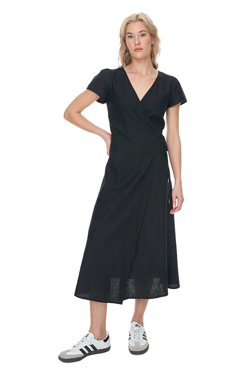 LIN-IN WRAP MIDI DRESS