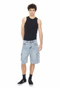 3D CARGO DENIM SHORT