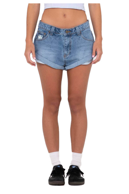 PHEONIX LOW RISE DENIM MINI SHORT