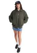 QUILTED LONGLINE BOMBER JACKET