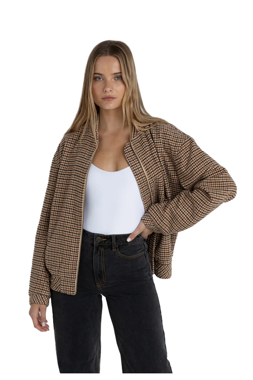 LUCA OVERSIZED CHECK BOMBER JACKET