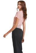 SHEER SLIM LACE SHORT SLEEVE TOP