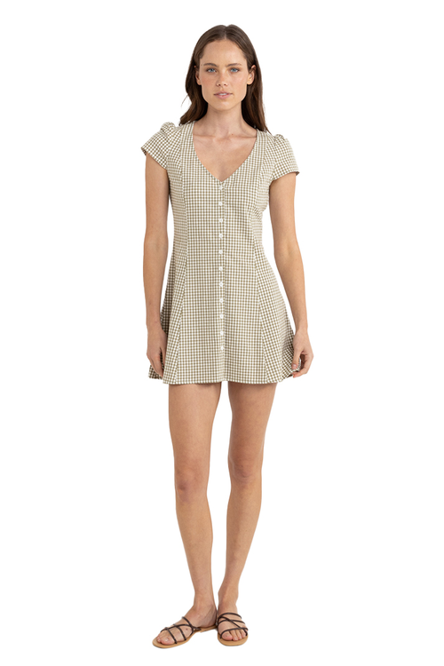 LOLA CHECK CAP SLEVE MINI DRESS