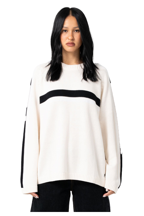 WHITE LINES LS CREW KNIT