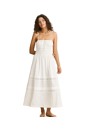 BRODERIE LACE GATHERED MIDI DRESS