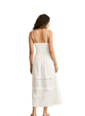 BRODERIE LACE GATHERED MIDI DRESS