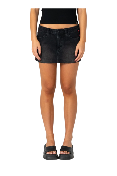 FLIP MOMMY RAW LOW RISE MINI DENIM SKIRT